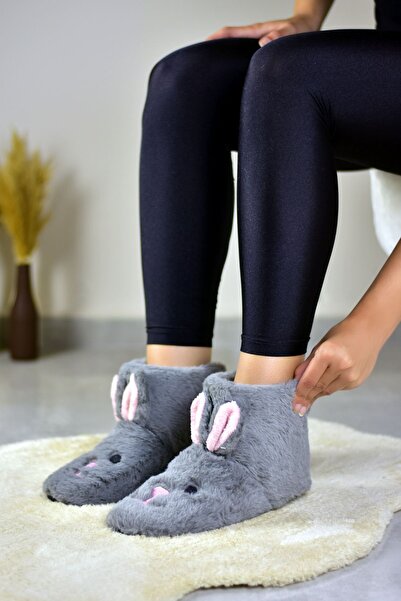 Fogs Kadın Ev Pandufu Kadın Ev Botu Ses Yapmaz Taban Kışlık Ev Terliği Peluş Terlik