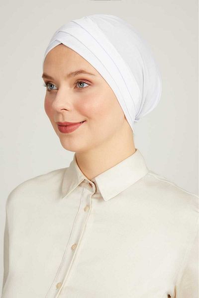 ihvanonline Double Sided 3-Stripes White Hijab Bonnet