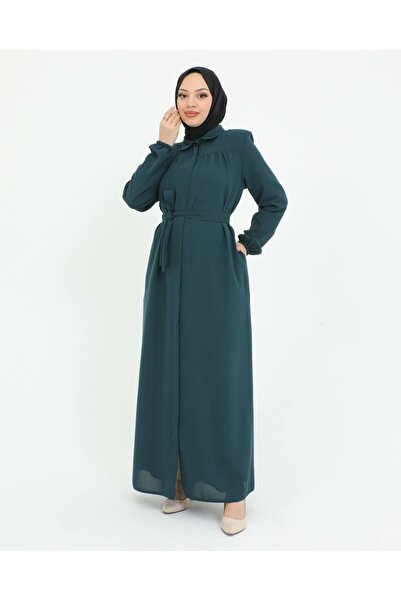 Nevayla Moda Смарагдово-зелена довга сукня з набраними грудьми