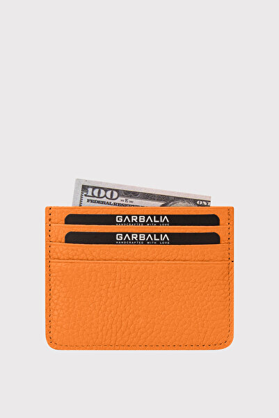 Garbalia Cape Genuine Leather Classic Thin Unisex Orange Card Holder