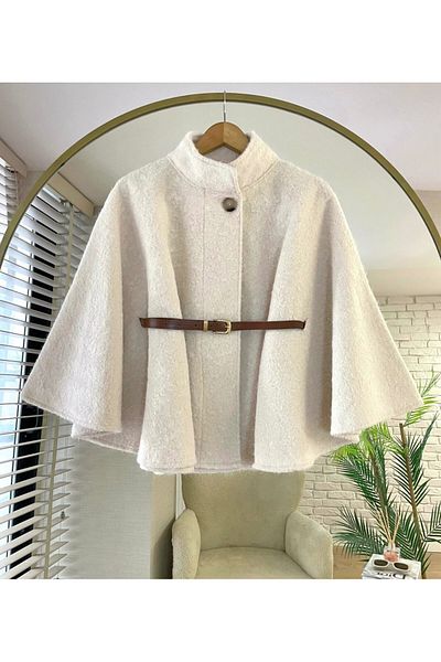 ensade Belted Short Stamped Poncho