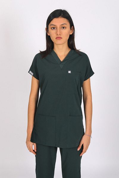 Pratik Medikal Green Single Top Duck - Lycra Bat Sleeve Nurse Jersey