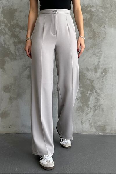 macharel jeans Pantaloni clasici din stofă gri cu talie înaltă de sezon nou pentru femei