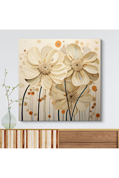 TabloShop Modern Beige Çiçek Kanvas Tablo