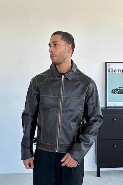 HAFKA سترة جلدية بتصميم عتيق من VINTAGE