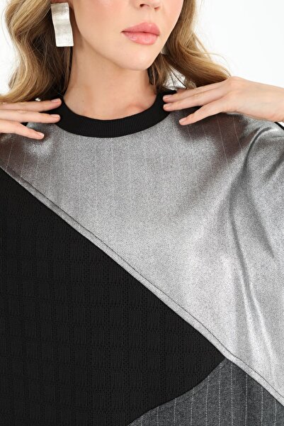 Puane Sweat Tunic with Line and Knit Detail