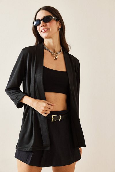 XHAN Black Double Sleeve Jacket 5Kxk4-49031-02
