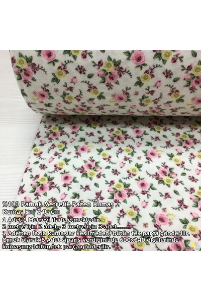 Renk Tekstil Çıtır Çiçekli %100 Pamuk Metrelik Pazen Kumaş - Elbise - Nevresi...