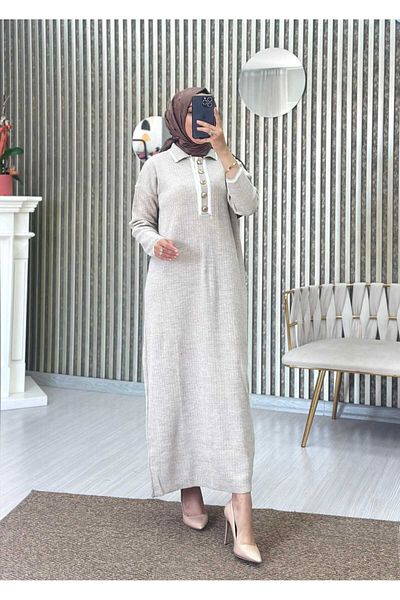 Moda Krash Rochie tricotată cu guler cămașă