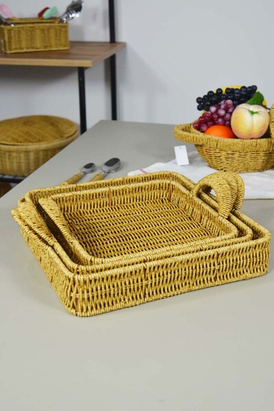 SepetçiBaba 3'lü Kulplu Servis Tepsi Seti Kare - 191