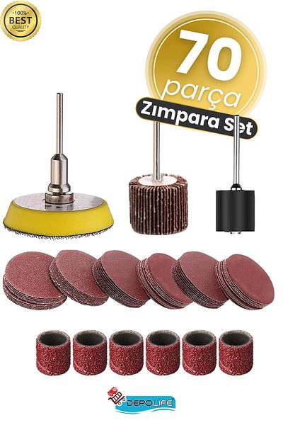 Depolife Mop Velcro Base Flap Disc Roller Sanding Set 70 Piece Set For Mini Engraving Machines