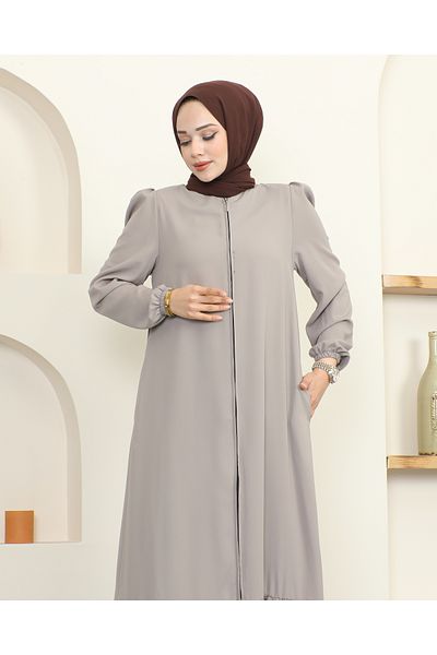 Neva Style Beige Hijab Ferace - Crepe Fabric / F0134