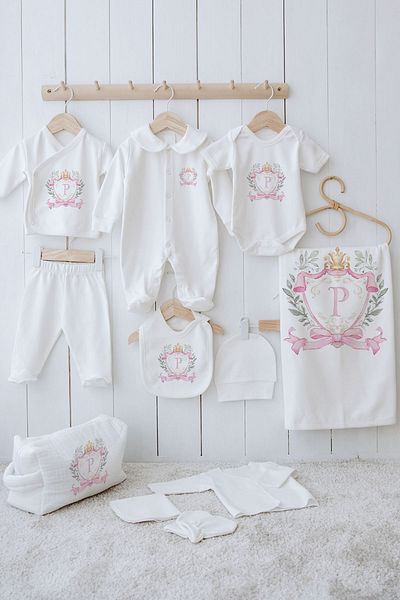 Tuğba Kuğu Organic 11-Piece Hospital Release - Pink Royal Series - Letter P