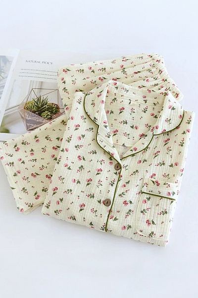 PEMBİŞ HOMEWEAR Σετ πιτζάμες με πλεκτό ειδικό ύφασμα Beatiful Crinkle Pink Cherry