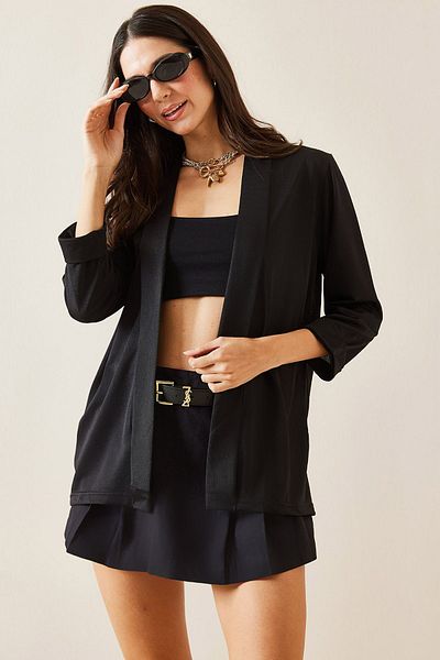 XHAN Black Double Sleeve Jacket 5Kxk4-49031-02