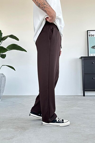 HAFKAGİYİM Brown Rubber Waist Detail Gabardine Baggy Trousers