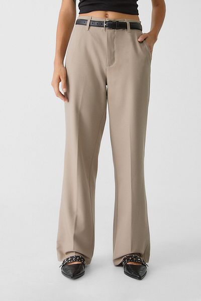 Stradivarius Flowing straight-leg smart trousers with belt