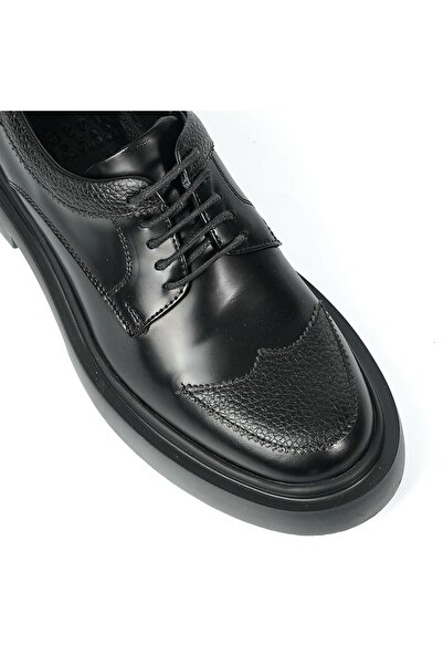 TETRİ Romeo Model Genuine Leather Handmade Men's Black Opening Casual Shoes