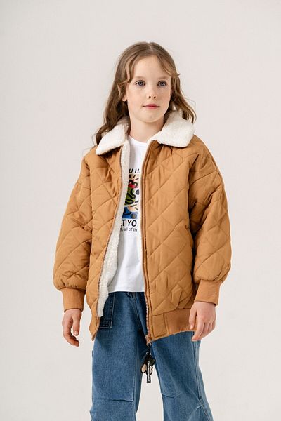GİYİCEM Girl's Inside? Furry Cap Tone Puffer Coat