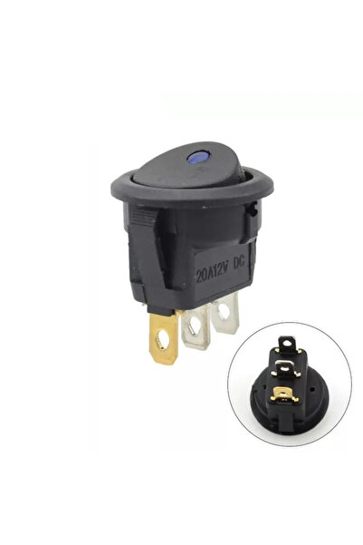 Genel Markalar 5 Adet BE-132A Yuvarlak Nokta Işıklı Mavi Anahtar On-off 3P 12V