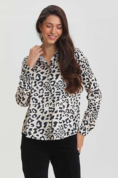 Clandestino Сатинова сорочка з леопардовим принтом Чорно-сіра