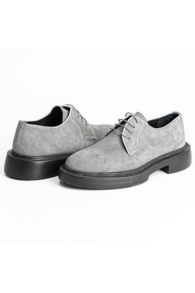 TETRİ Halet Model Genuine Leather Handmade Men's Gray Casual Shoes