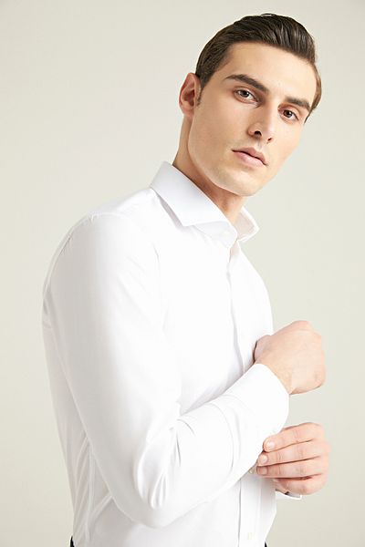 D'S Damat Slim Fit Λευκό Πουκάμισο Nano Care