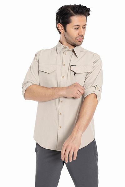 Crozwise Beige Men's Outdoor Ripstop Shirt
