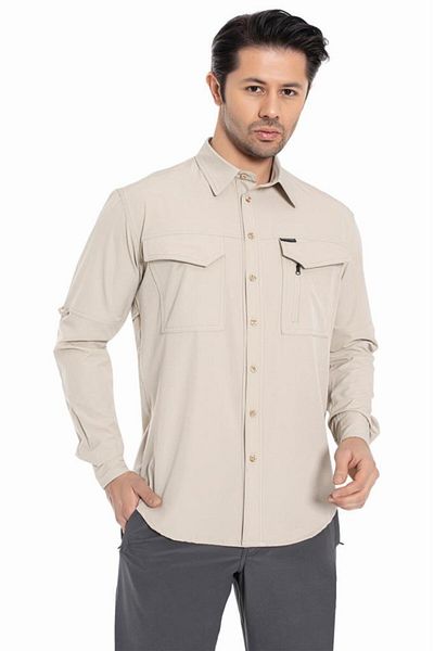 Crozwise Beige Men's Outdoor Ripstop Shirt