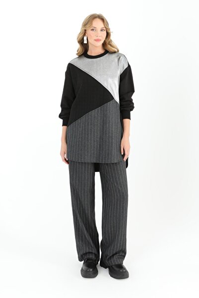 Puane Sweat Tunic with Line and Knit Detail