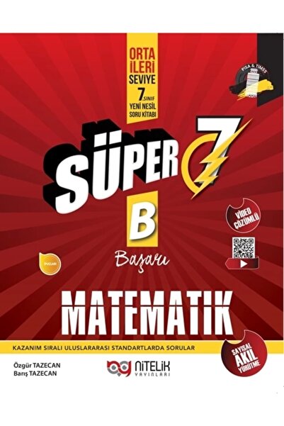 Nitelik Yayınları Nitelik 7.sınıf Süper B (başarı) Yeni Güncel Matematik Soru Bankası