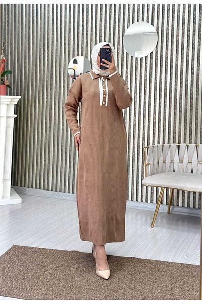 Moda Krash Плетена рокля с яка на риза