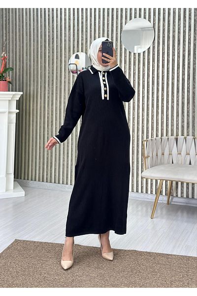 Moda Krash Rochie tricotată cu guler cămașă