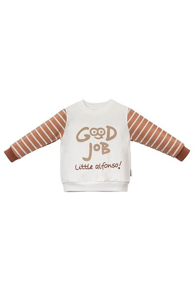 Lolons Good Job Little Alfanso Printed Double Color Sweatshirt for Baby Boy
