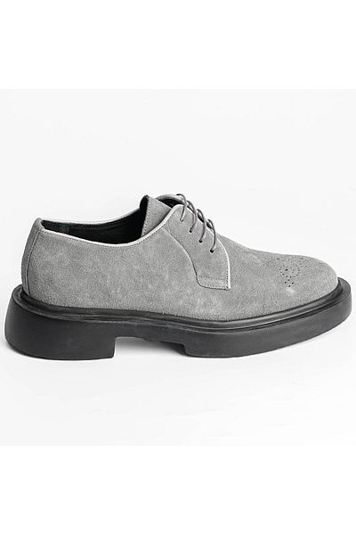 TETRİ Halet Model Genuine Leather Handmade Men's Gray Casual Shoes