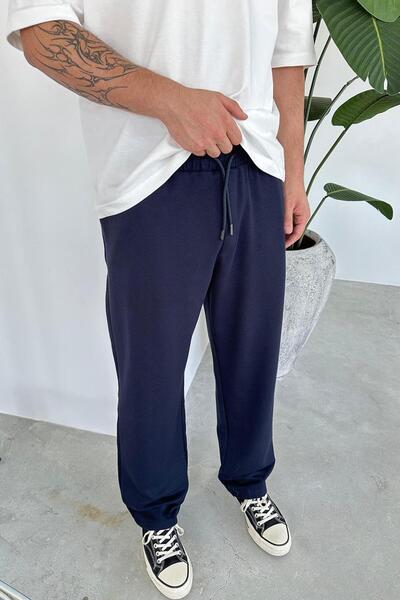 HAFKAGİYİM Сині штани з гумовою талією та деталями з габардину