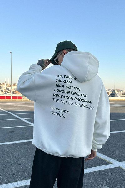 HAFKAGİYİM ΛΕΥΚΟ Πολύ HAFKA PREMIUM 3 νήματα υψωμένο φούτερ Oversize