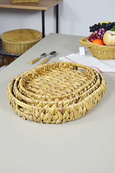 SepetçiBaba 3'lü Muz Hasırı Tepsi Oval - 220