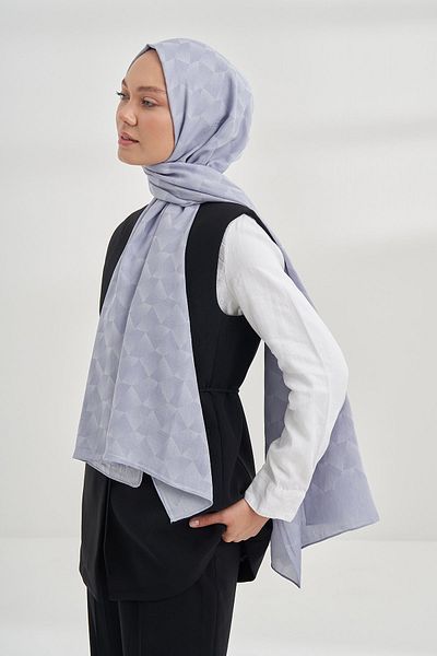 ARMANDA Şal cu model de piatră cu monogramă Armanda albastru gheaţă