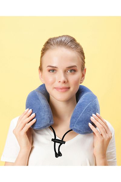 Viscofoam Comfy Orthopedic Travel Pillow Visco Neck Support Travel Pillow Blue |   Size L - Ergo Travel