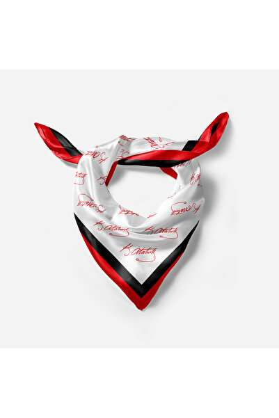 We Concept ATATÜRK İMZA Desenli Bandana / Fular Dg2983_2005 50x50