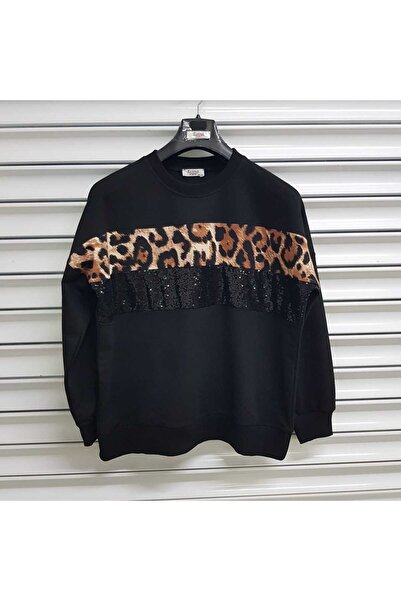 Esina Жіночий світшот з двома нитками та леопардовим принтом