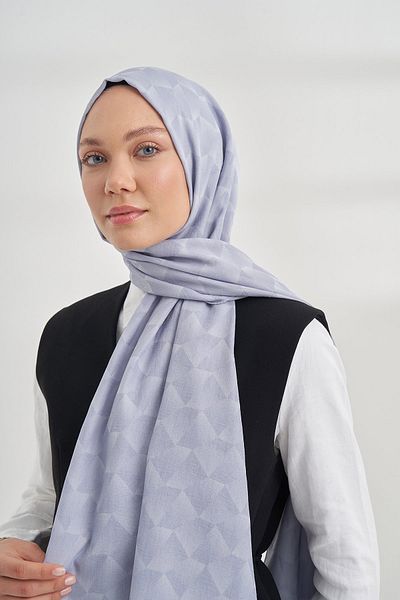 ARMANDA Şal cu model de piatră cu monogramă Armanda albastru gheaţă