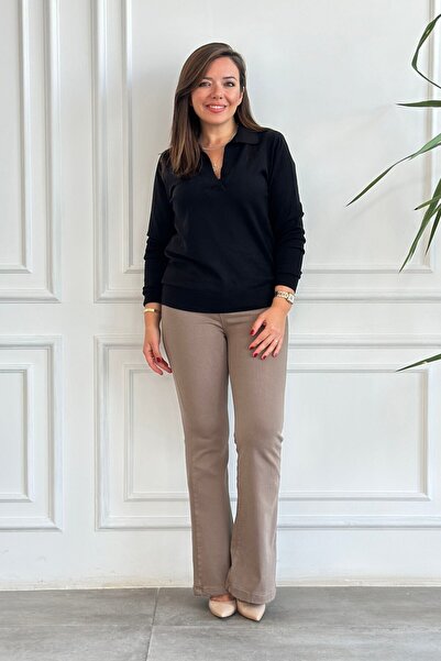 Yağmur Butik Yüksek Bel Likralı İspanyol Paça Kot Pantolon