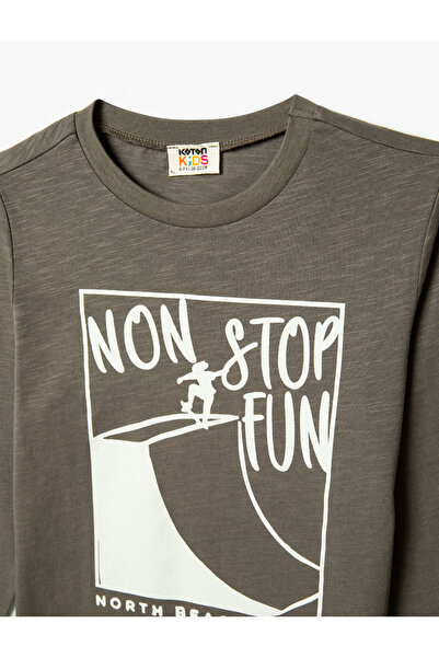 Koton Tişört Kısa Kollu Kaykay Baskılı Bisiklet Yaka Pamuklu