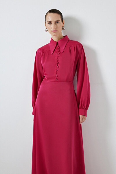 Touché Privé A-Line Buttoned Satin Dress