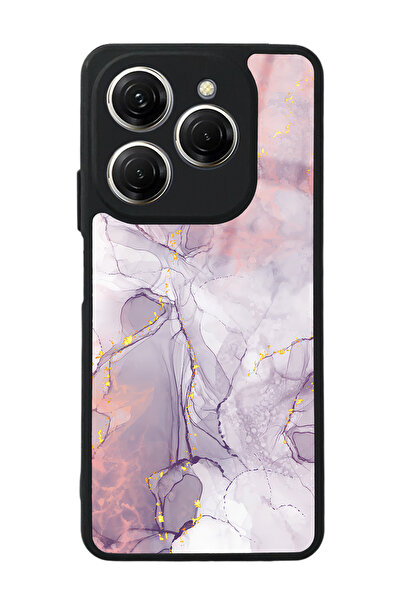 Spoyi Tecno Spark 20 Pro Fuşya Mermer Tasarımlı Glossy Telefon Kılıfı