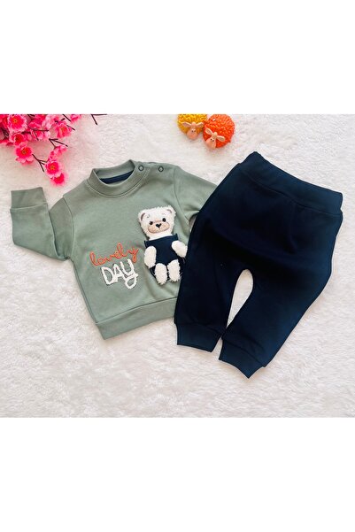 VİŞNE BEBE Teddy Bear Printed 2-Piece Baby Set