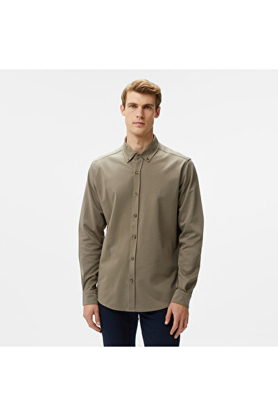 Nautica Erkek Haki Slim Fit Uzun Kollu Gömlek