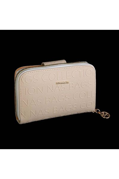 Nas Bag Women's Horizontal Wallet Cream Camel Embossed